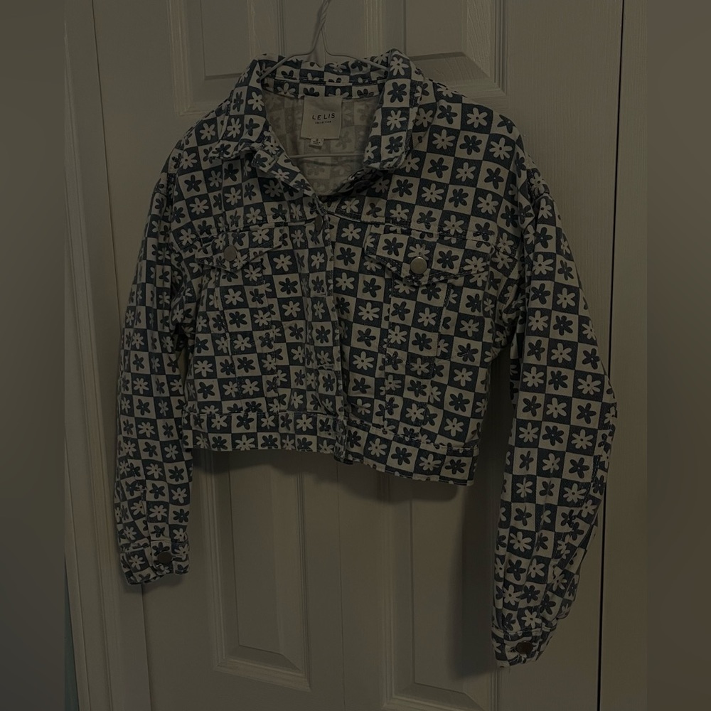 Flower Denim Jacket from a Boutique Size Small